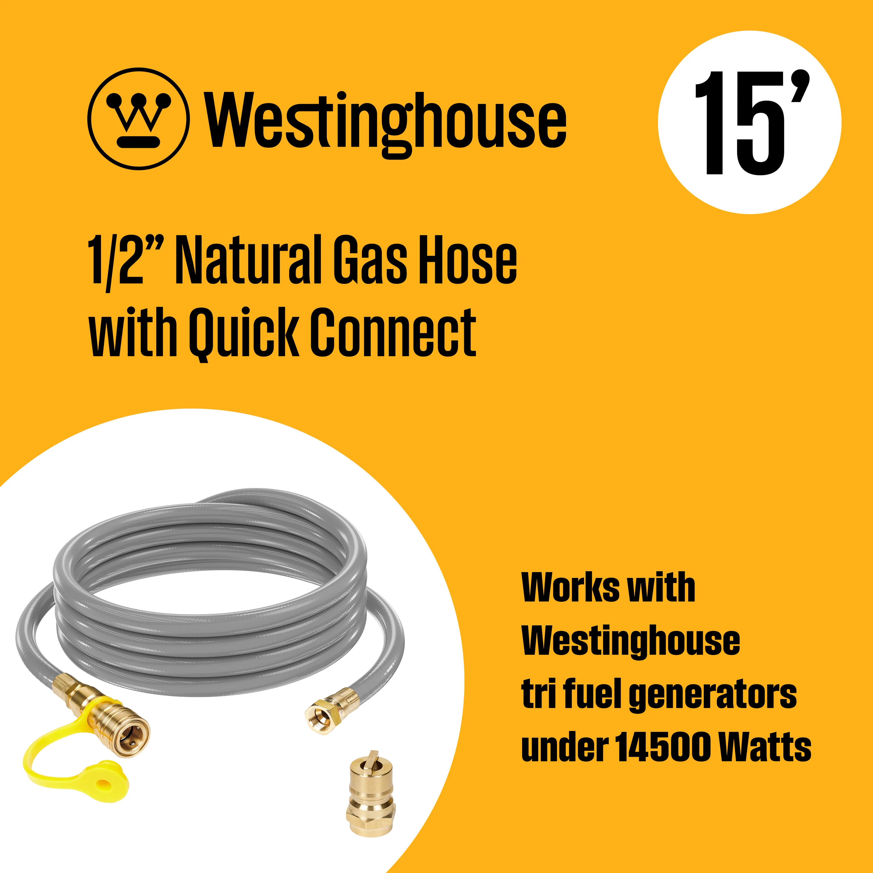 15' Natural Gas Hose: 1/2" Diameter - Image 2