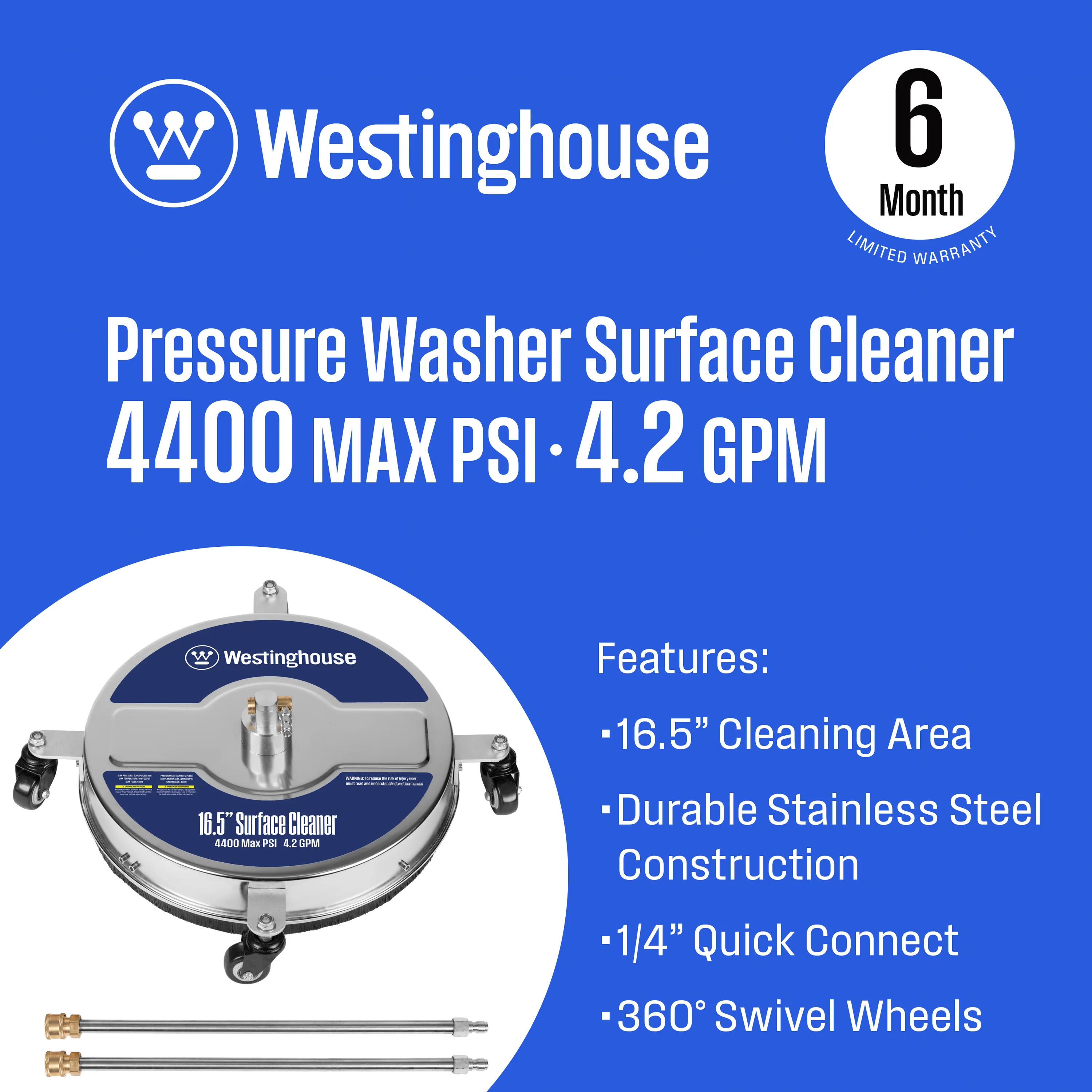 16.5" Stainless Steel Surface Cleaner for Pressure Washers - Image 2