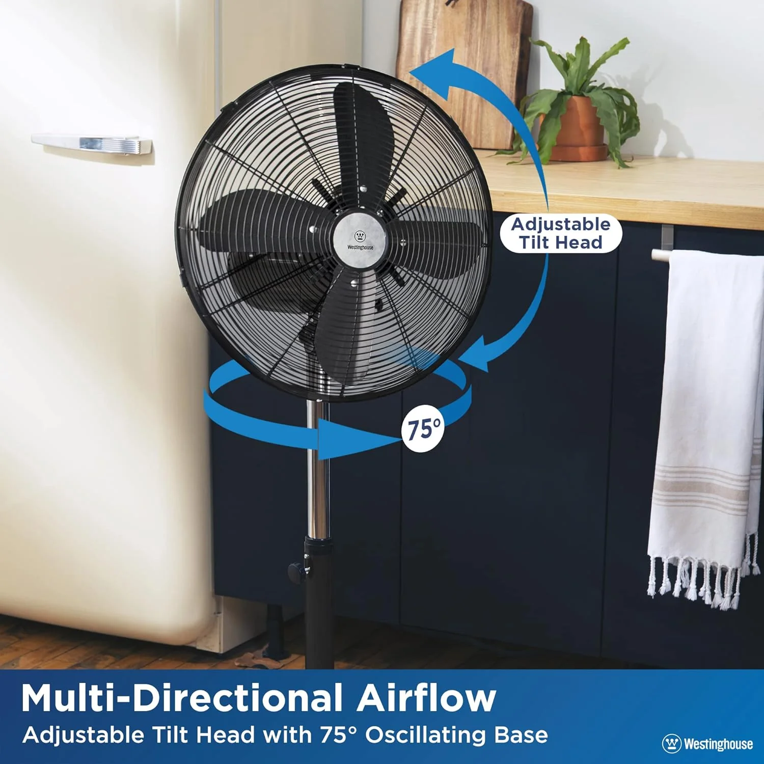 16" Vintage Metal Stand Fan, Black - Image 3
