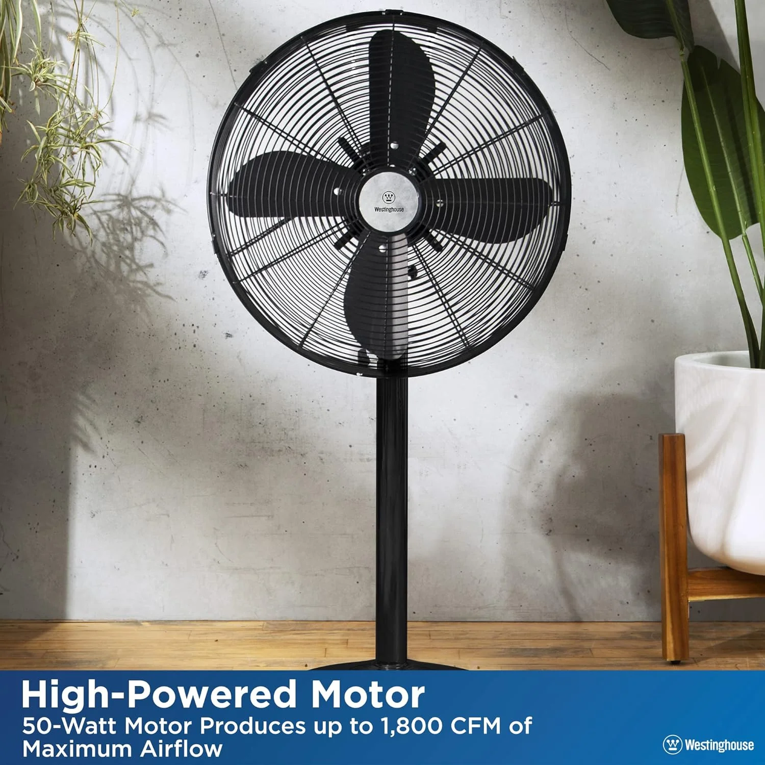 16" Vintage Metal Stand Fan, Black - Image 4