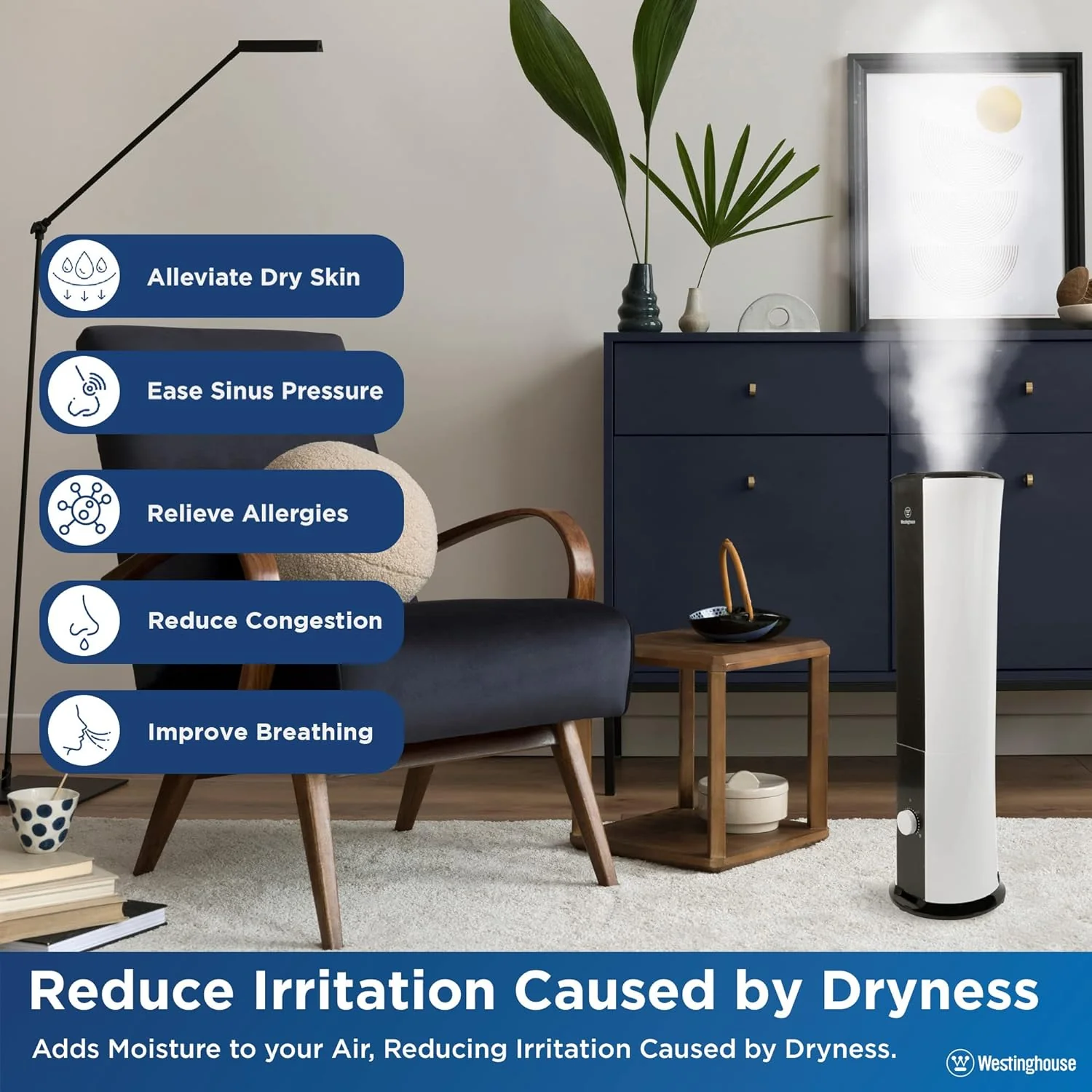 28" Cool Mist Ultrasonic Tower Humidifier 6L Top Fill - Image 3