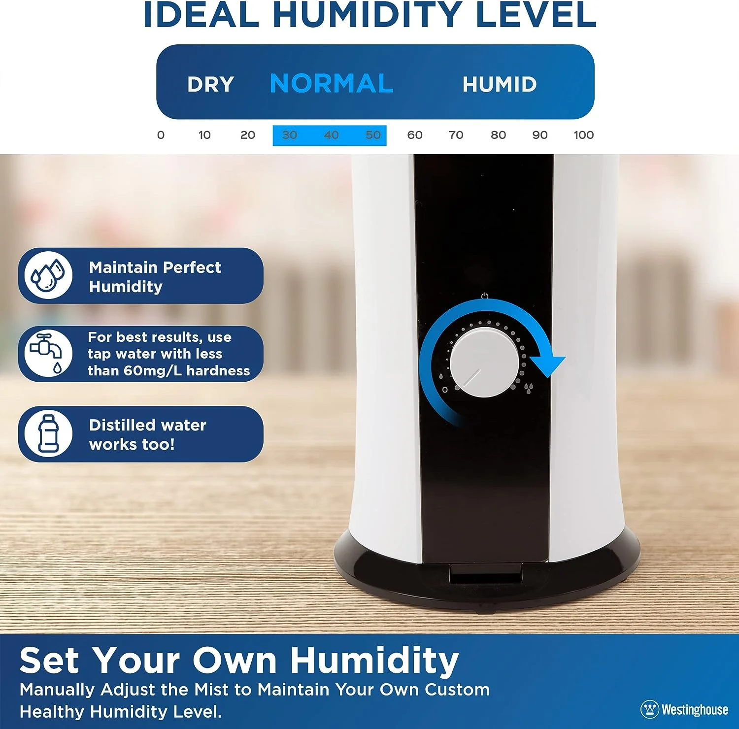 28" Cool Mist Ultrasonic Tower Humidifier 6L Top Fill - Image 5