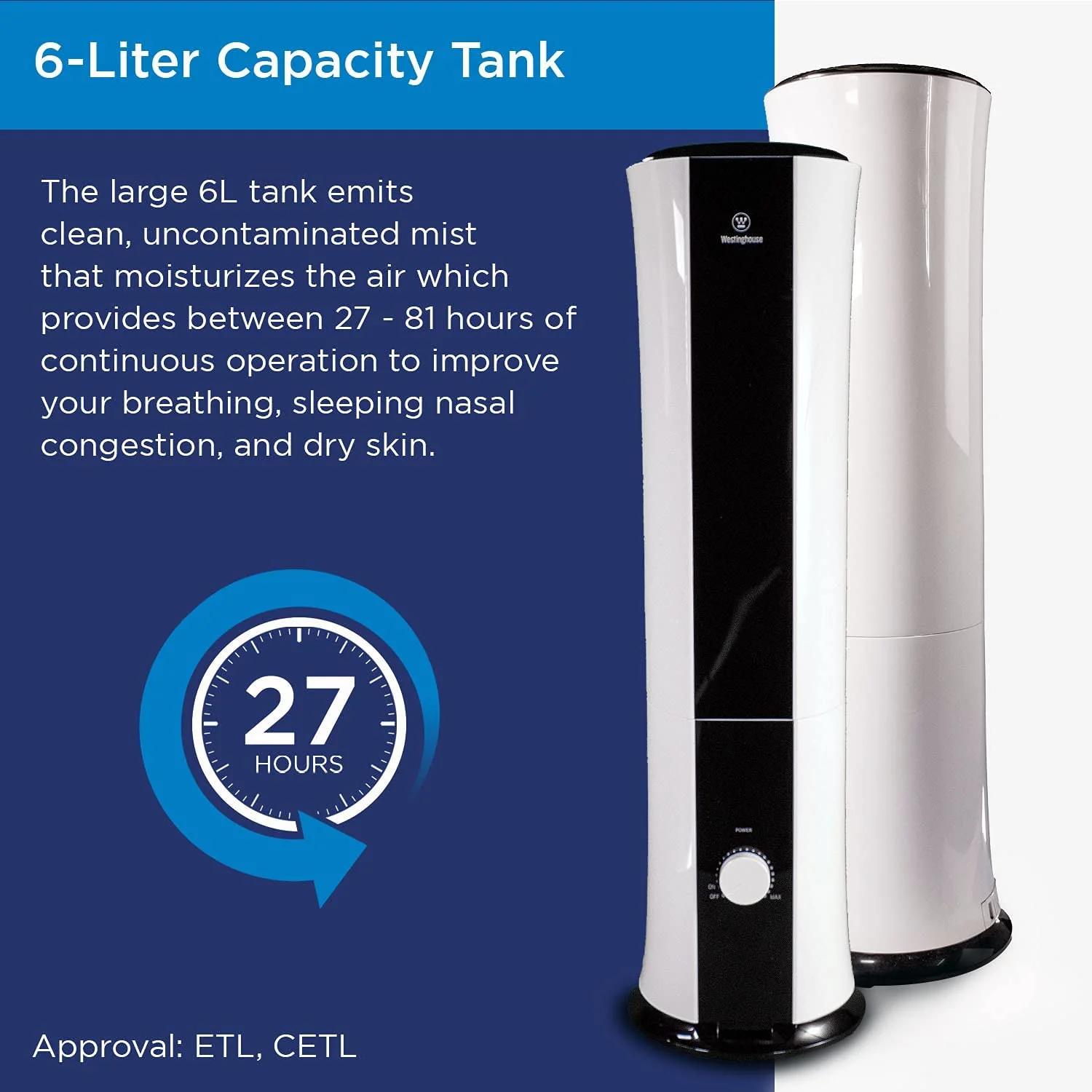 28-inch Cool Mist Ultrasonic Tower Humidifier - Image 7