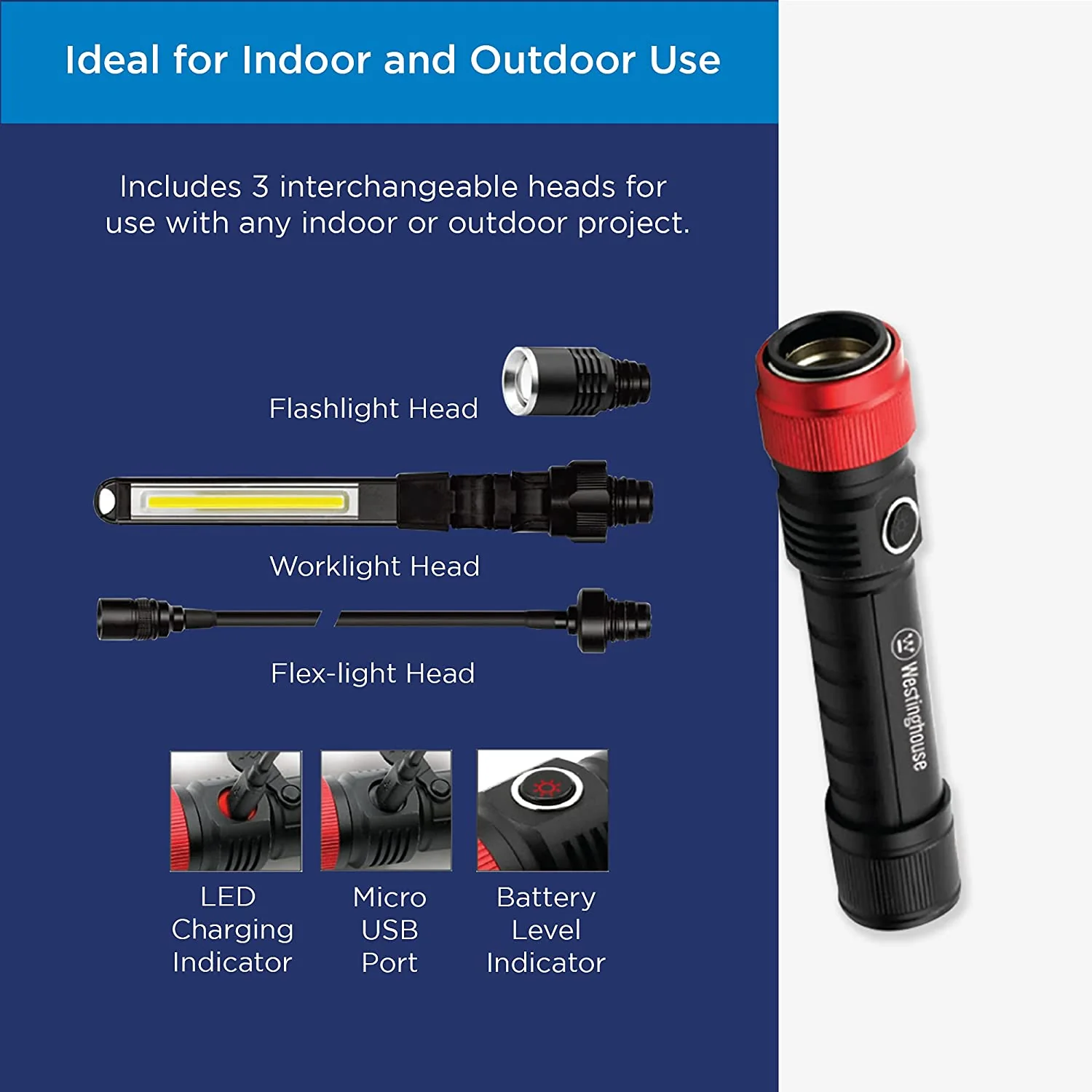 3 in 1 LED Rechargeable Flashlight Kit – WF81 - Image 6
