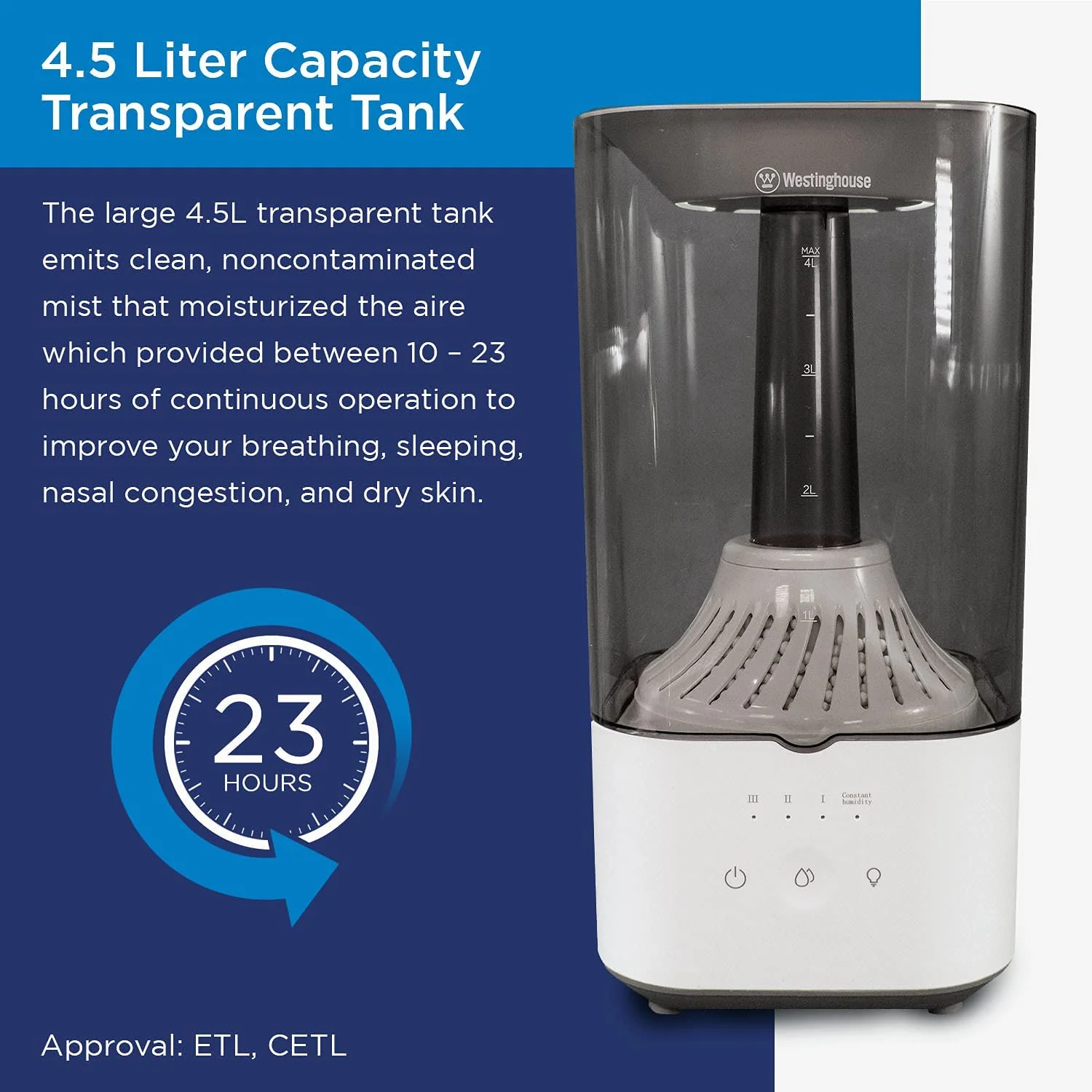 4.5L Top Fill Quiet Ultrasonic Air Humidifier - Image 6