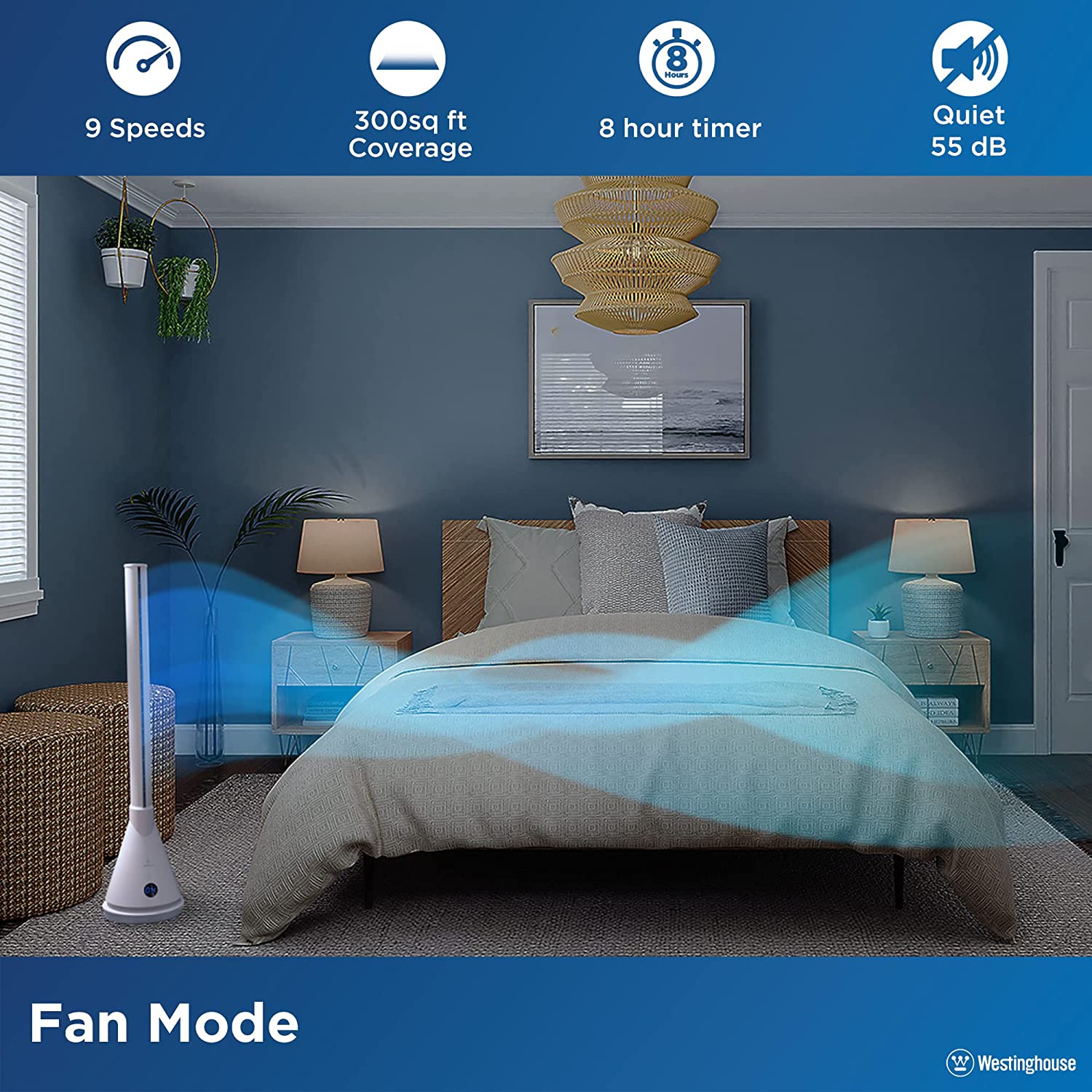 40” 2-in-1 Digital Bladeless Fan with Heater Black - Image 9