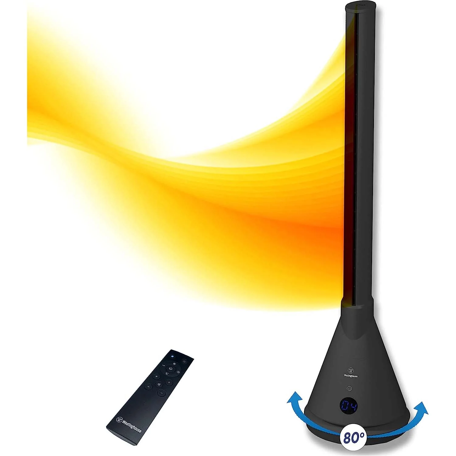 40" 2 In 1 Digital Bladeless Fan + Heater, Black