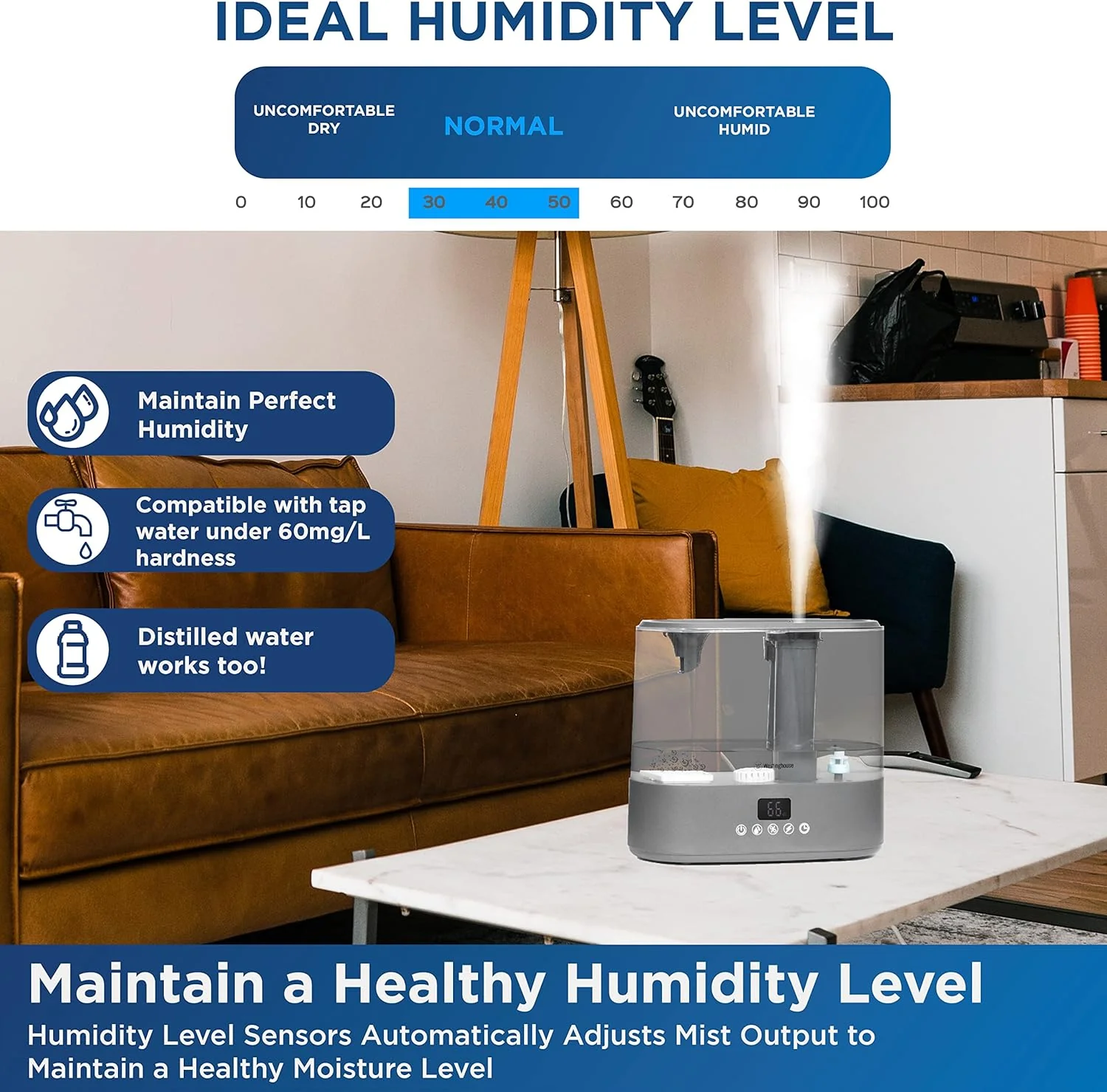 Antimicrobial Air Sterilization Humidifier, Charcoal - Image 2