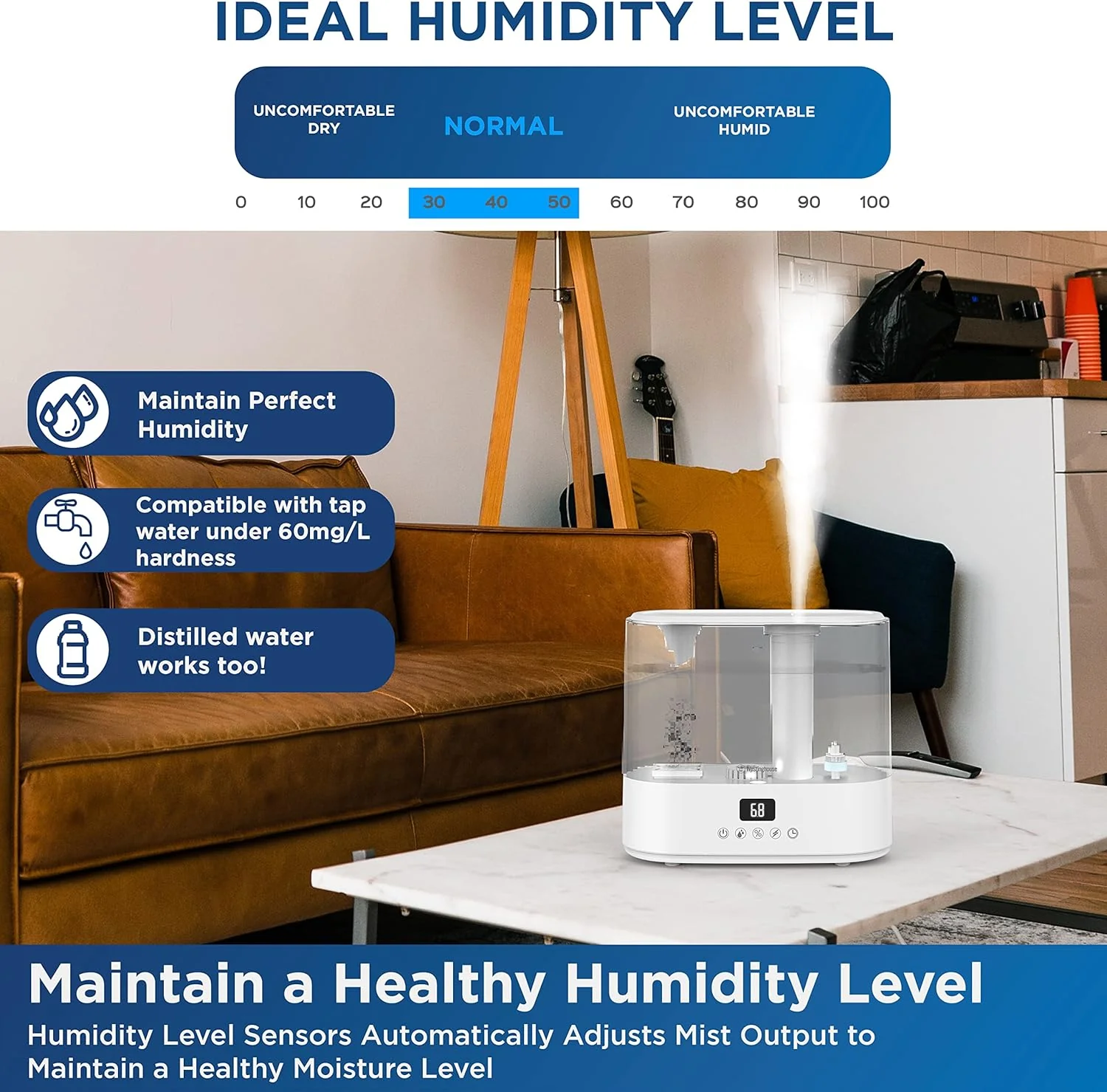Antimicrobial Air Sterilization Humidifier, White - Image 4