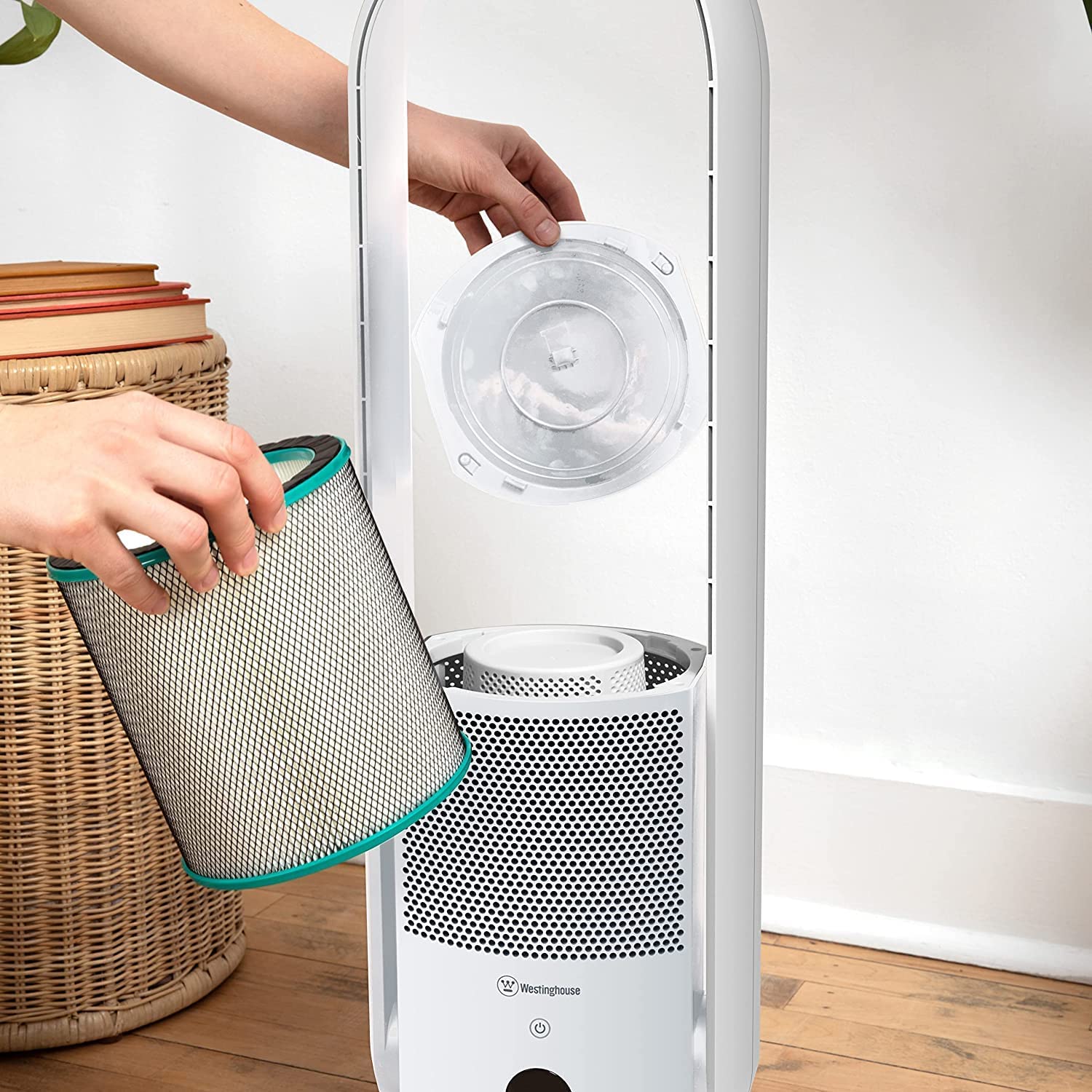 32” 3-in-1 Bladeless Tower Fan with Air Purifier & UV Sterilization White - Image 3