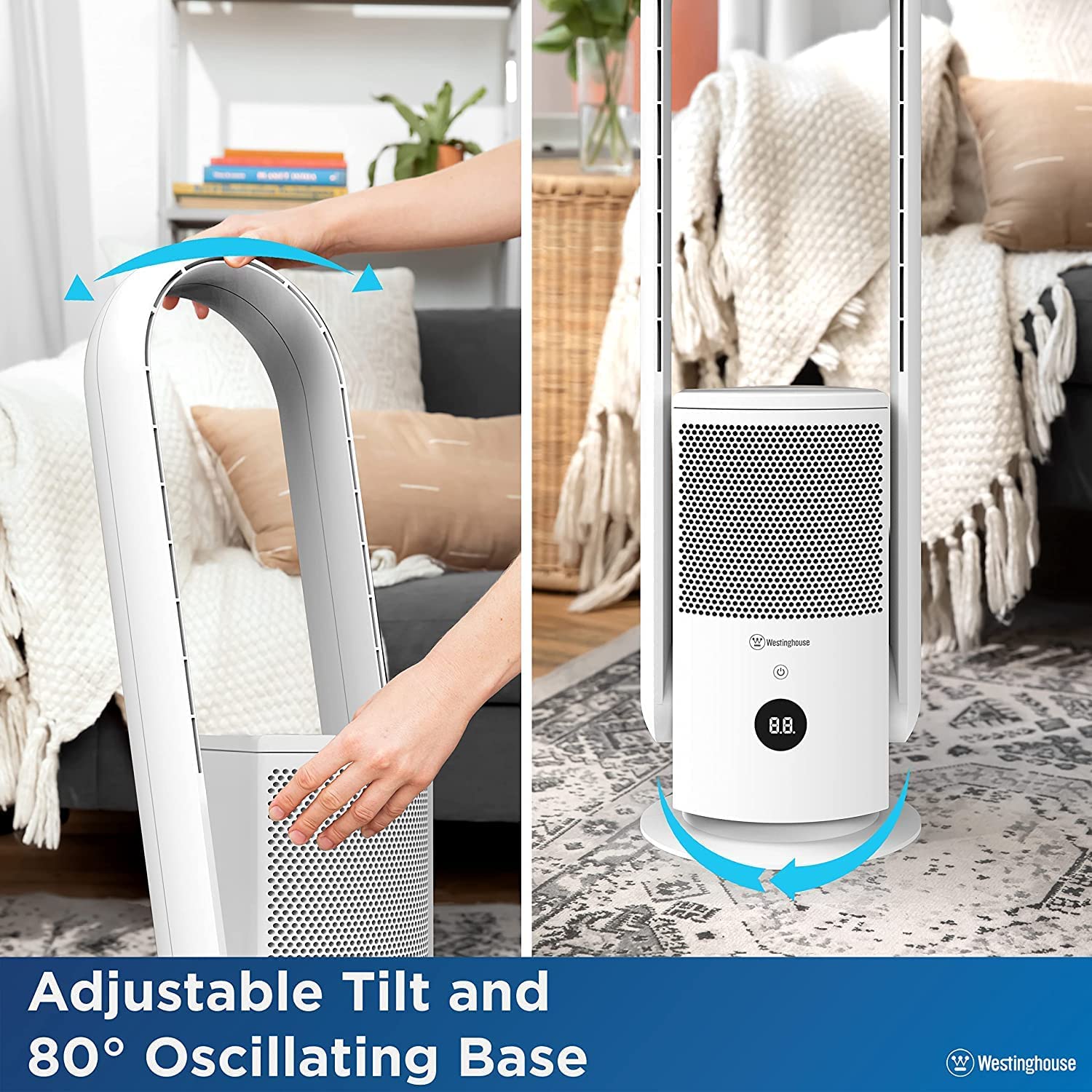 32” 3-in-1 Bladeless Tower Fan with Air Purifier & UV Sterilization White - Image 7