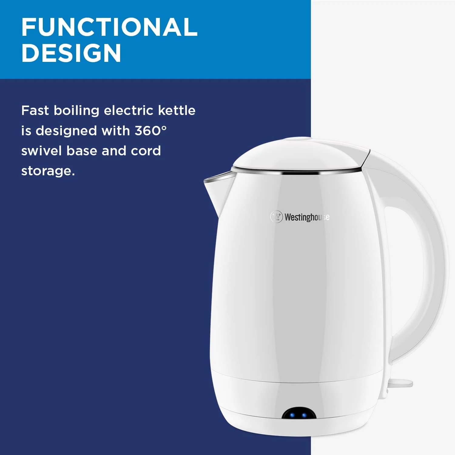 Electric Cordless Kettle - White - Image 5
