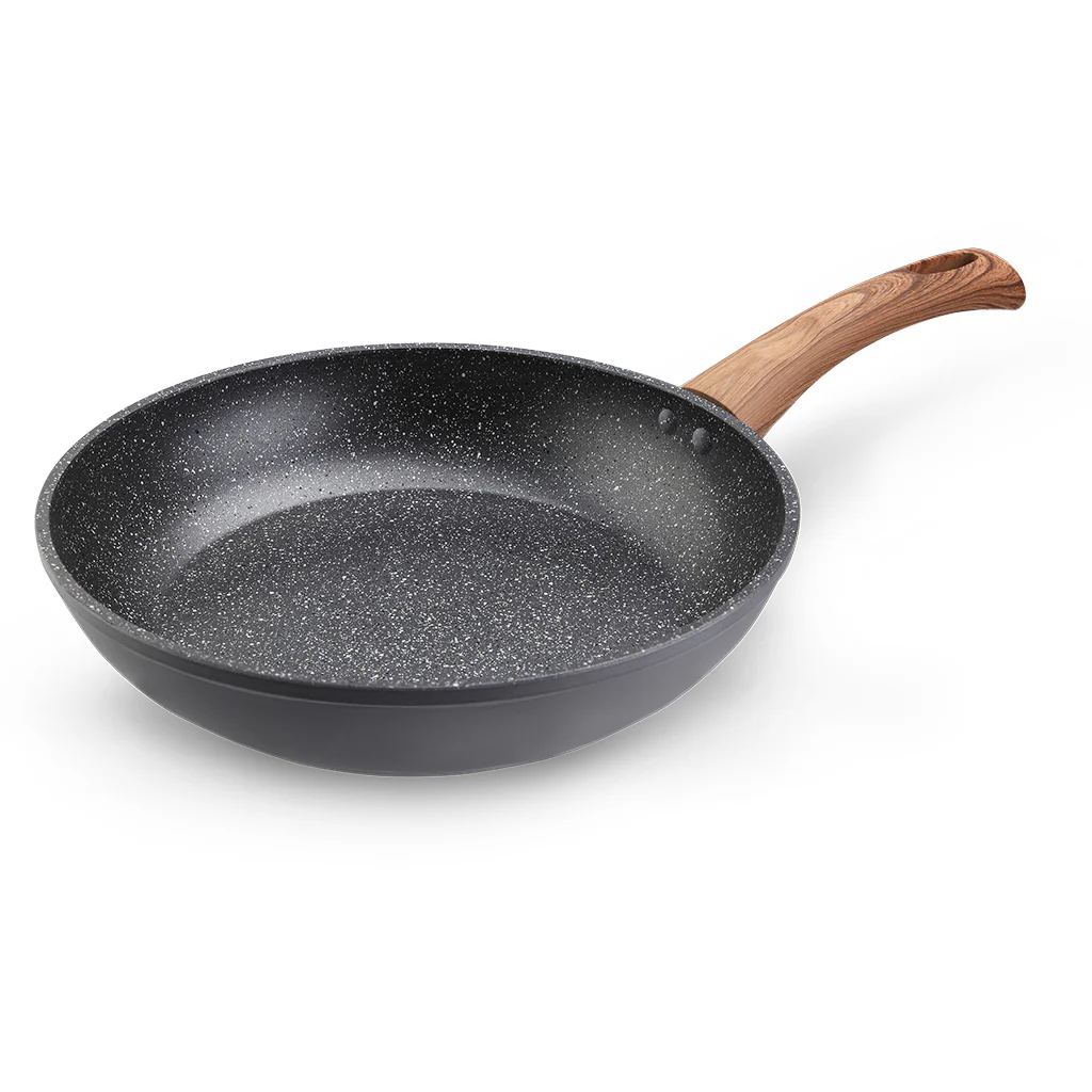 Gray and wood marble finish frying pan (10.2")