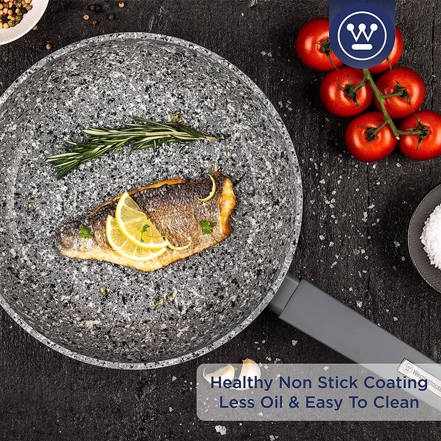 Gray granite marble finish frying pan (8") - Image 3