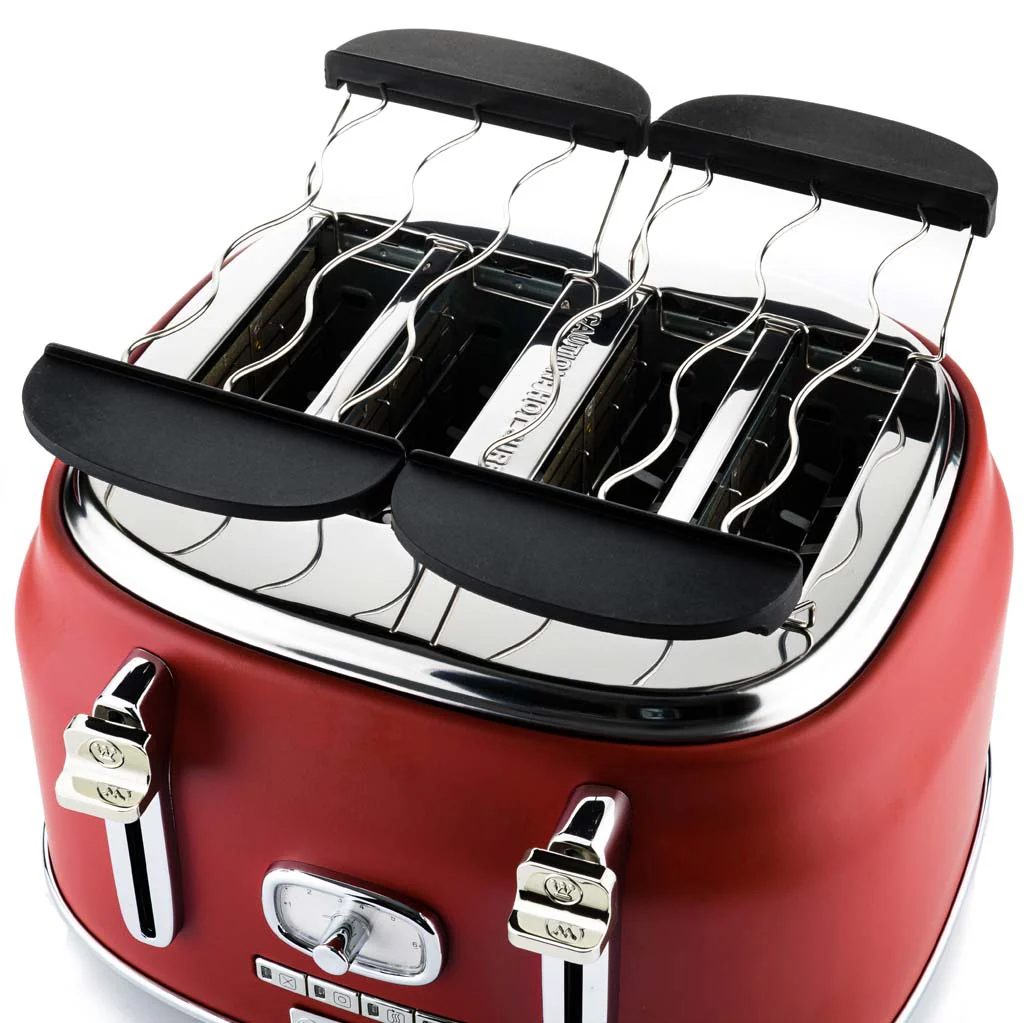 Retro Series 4 Slice Toaster - Red - Image 4