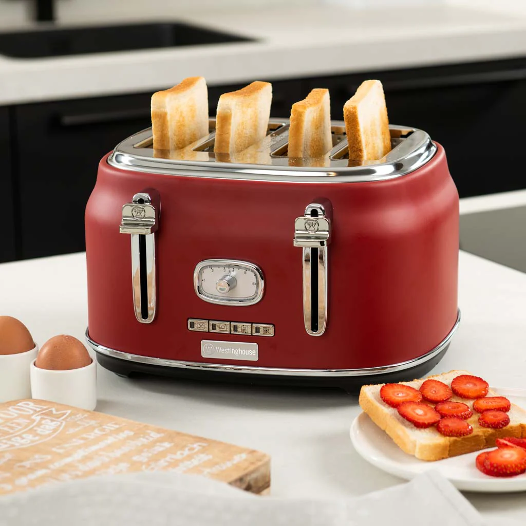 Retro Series 4 Slice Toaster - Red - Image 8