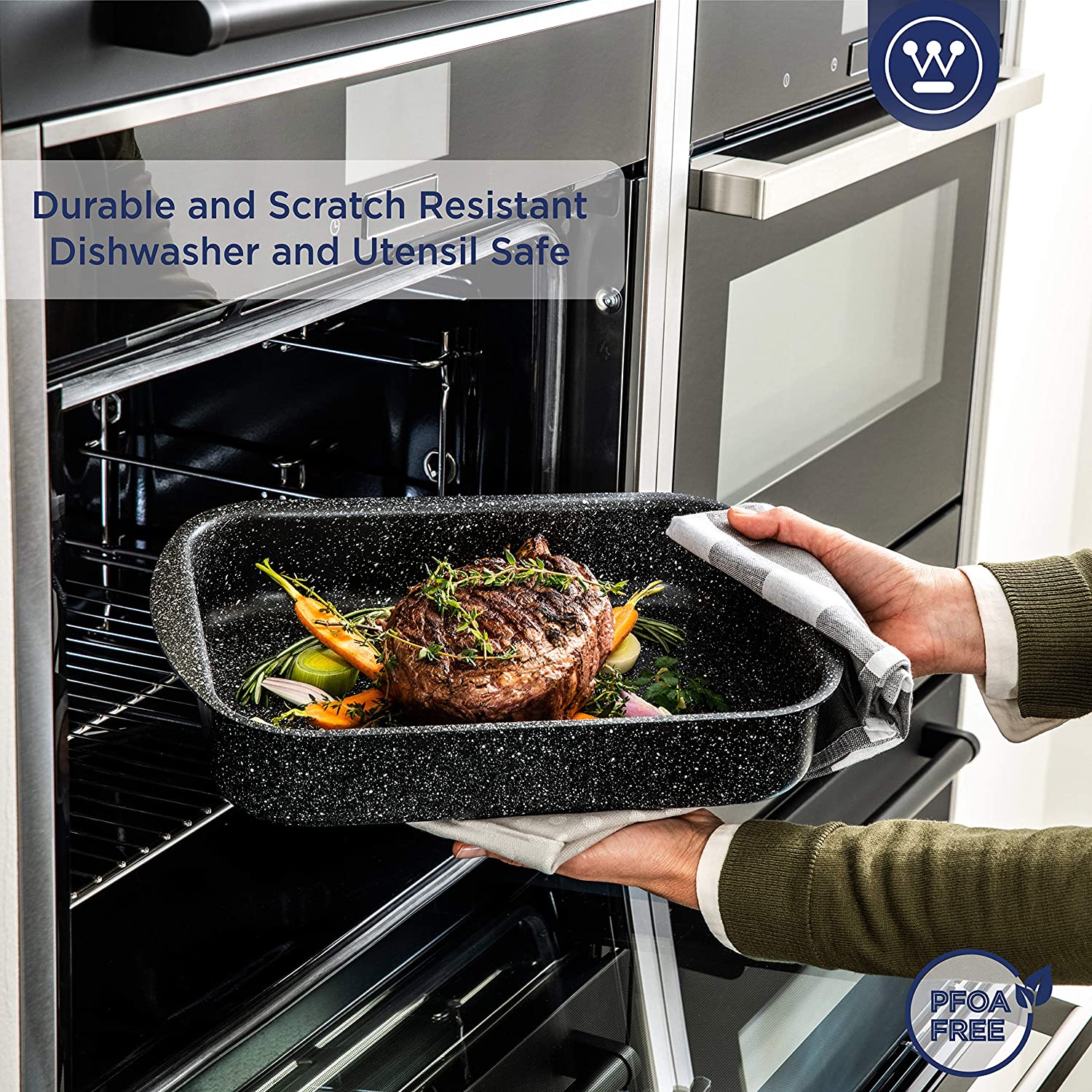 Large Black Marble Roasting Pan (13.7") - Image 3