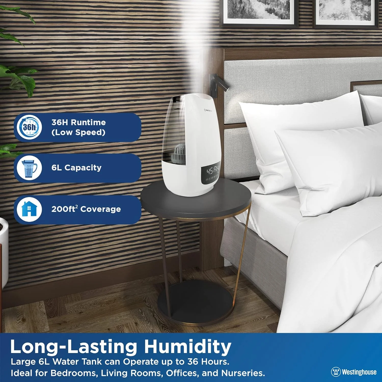 Digital Cool Mist Ultrasonic Humidifier 6L Top Fill - Image 4