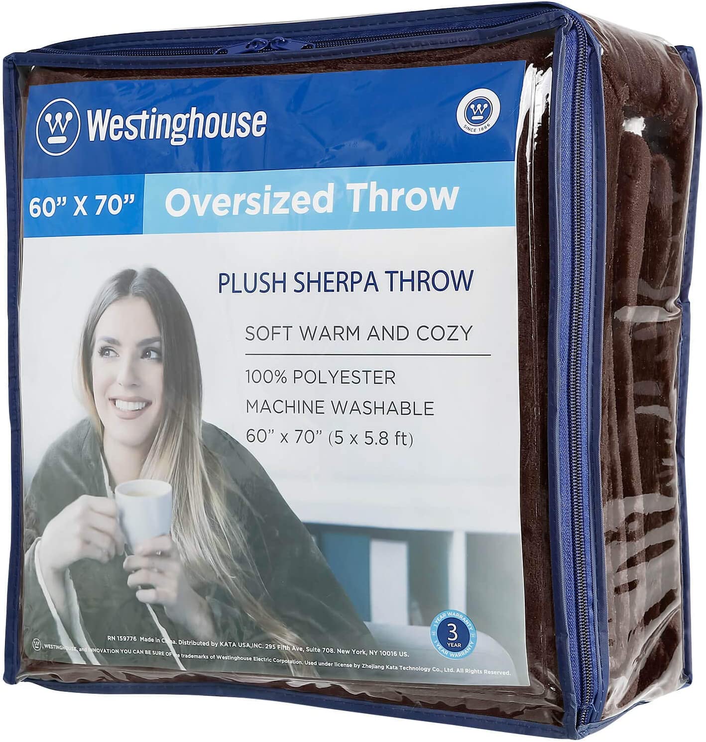 Plush Sherpa Fleece Throw Blanket Brown - Image 7