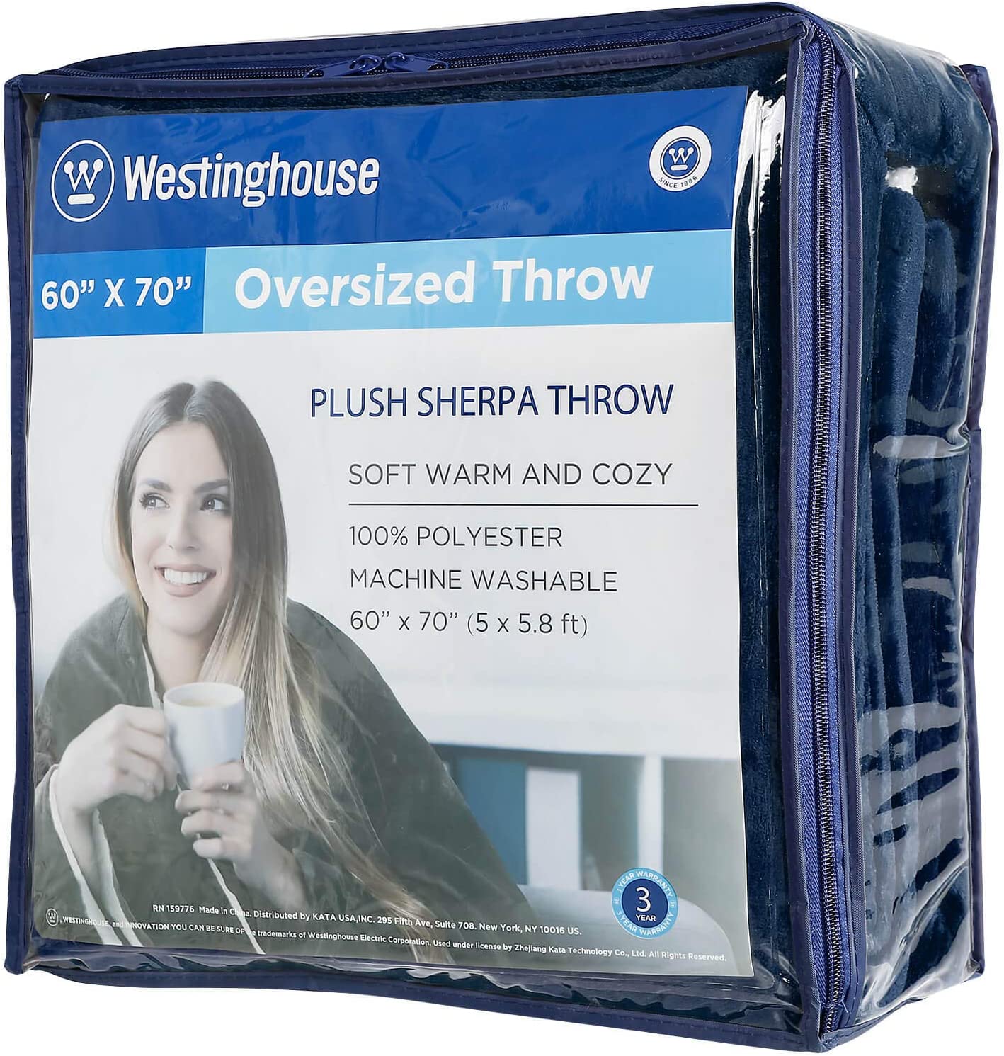 Plush Sherpa Fleece Throw Blanket Navy - Image 7