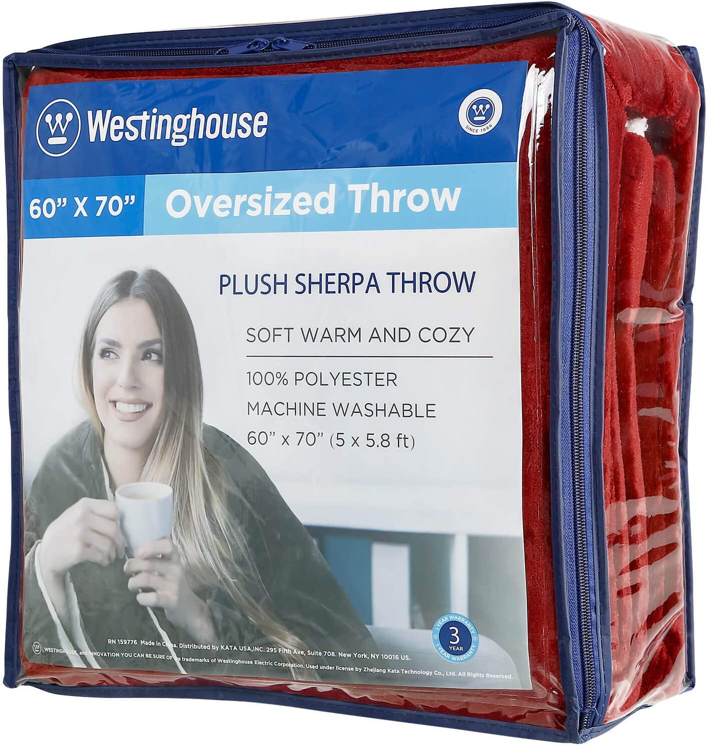 Plush Sherpa Fleece Throw Blanket Red - Image 7