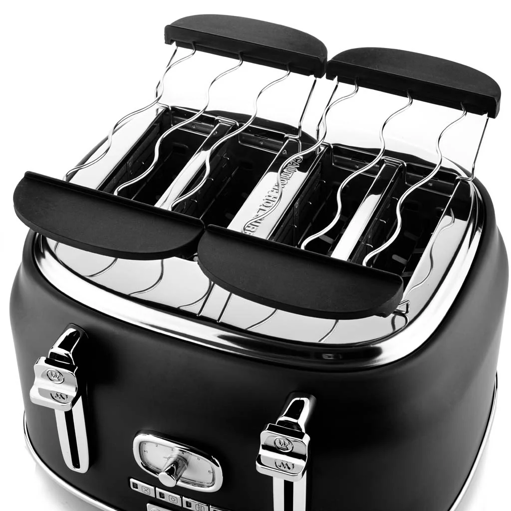 Retro Series 4 Slice Toaster - Black - Image 4