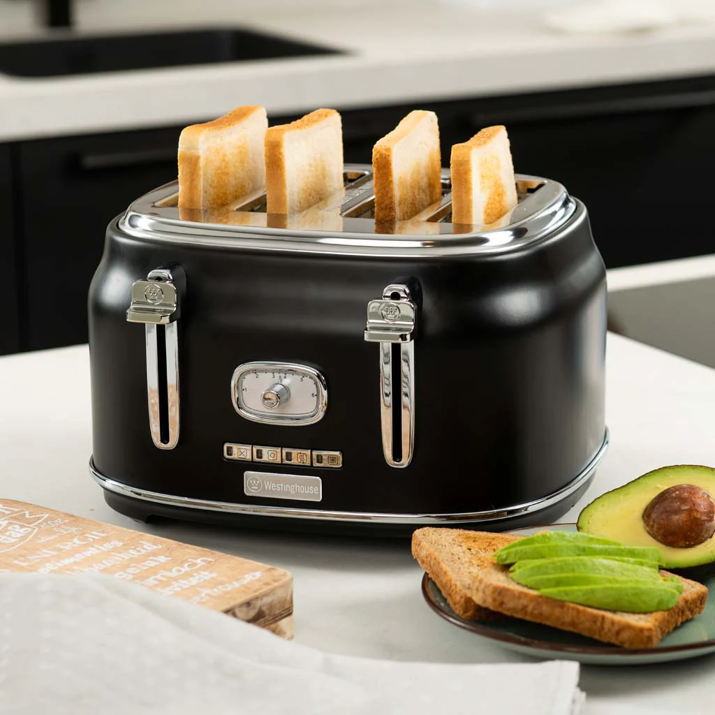Retro Series 4 Slice Toaster - Black - Image 7