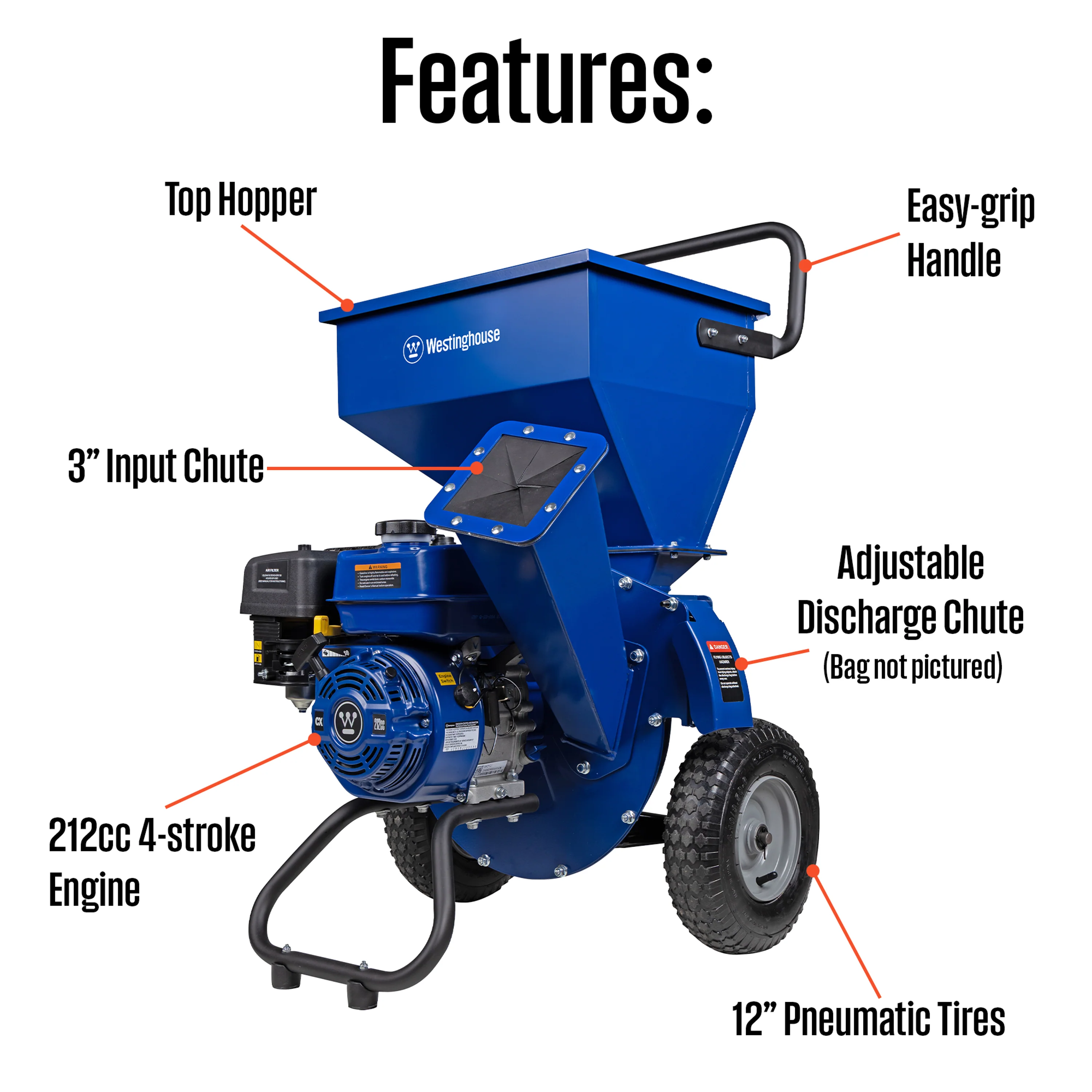 WChip3 Gas 3" Wood Chipper/Shredder/Mulcher - Image 15