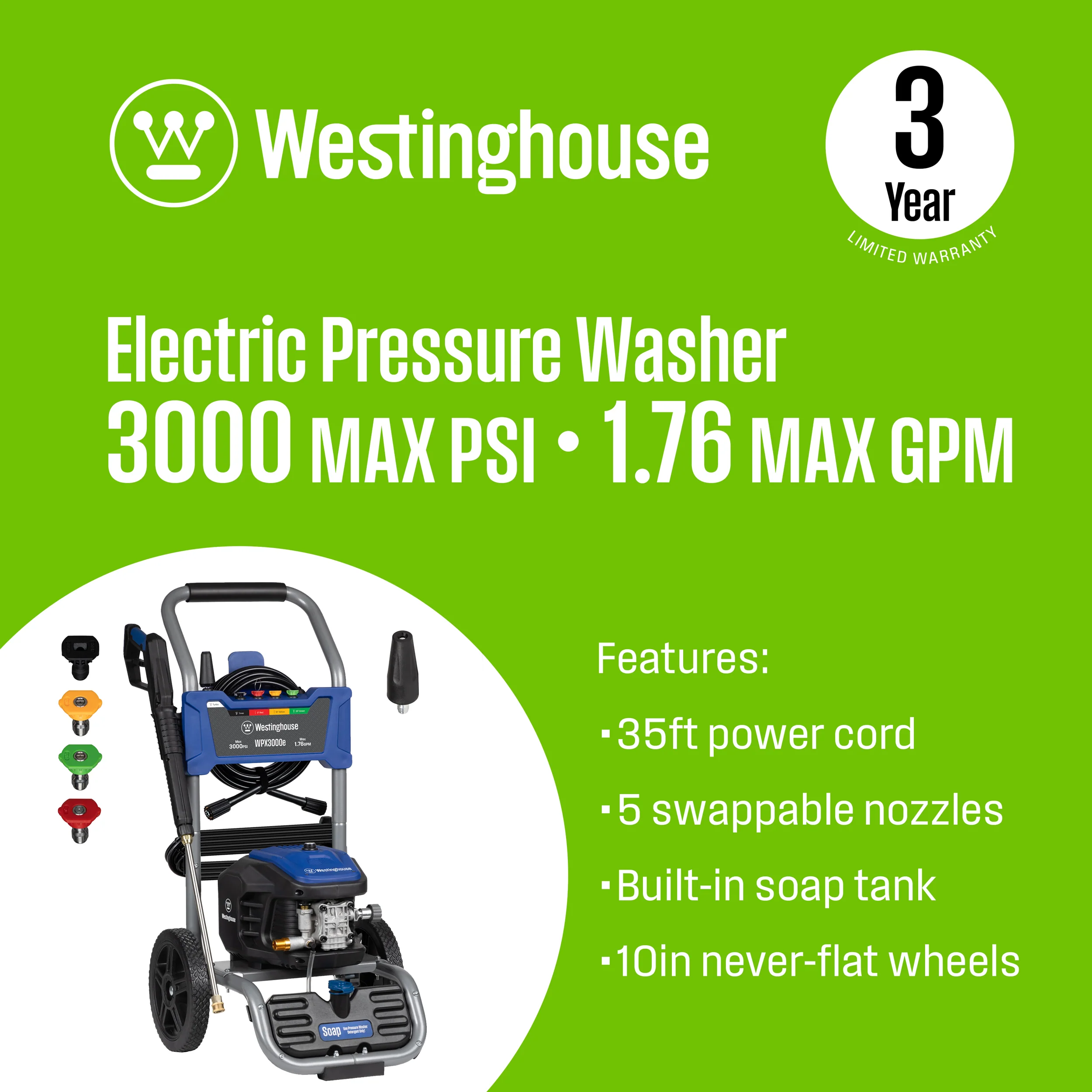 WPX3000eM Electric Pressure Washer Kit - Image 2