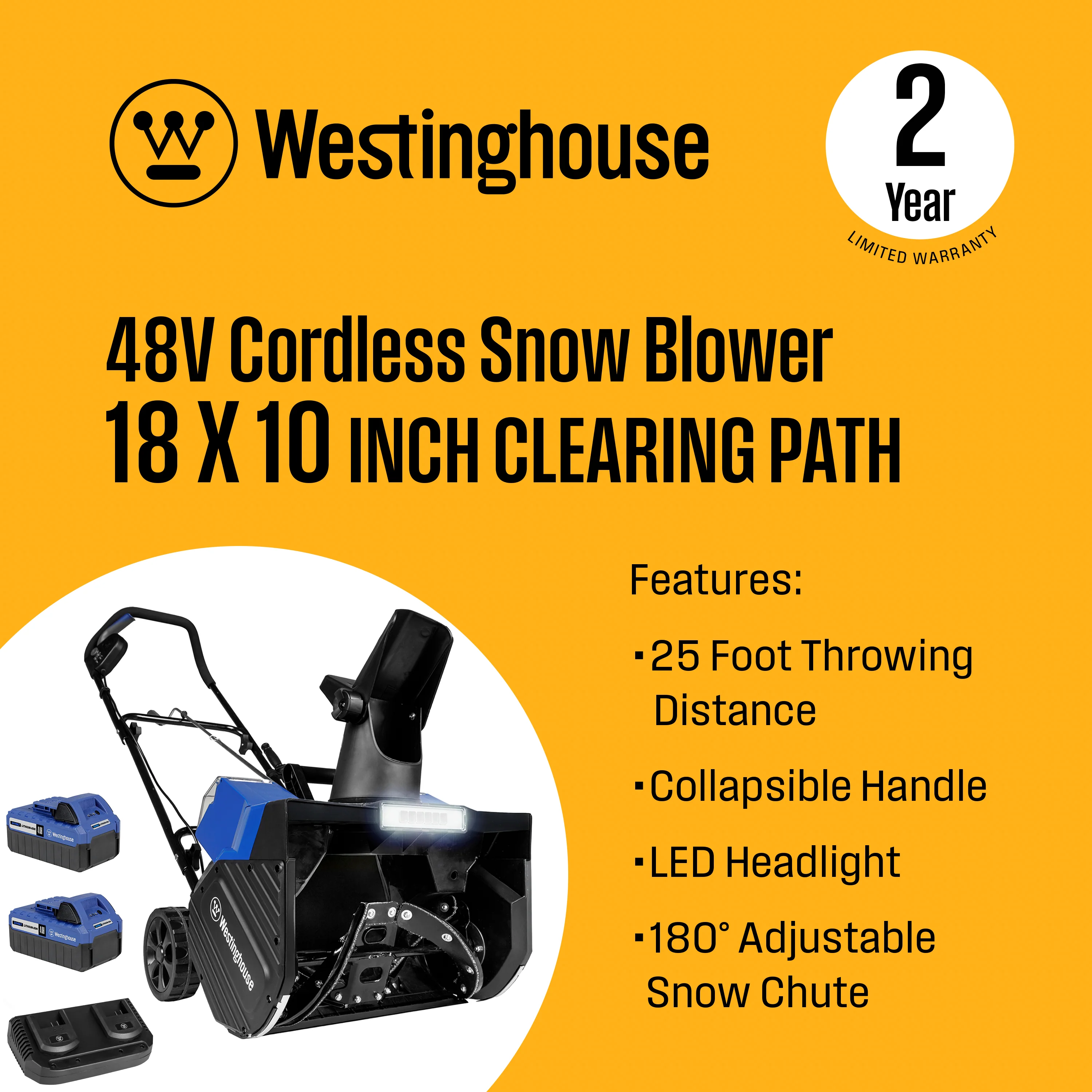 WSnow18 48V 18" Cordless Snow Blower - Image 3