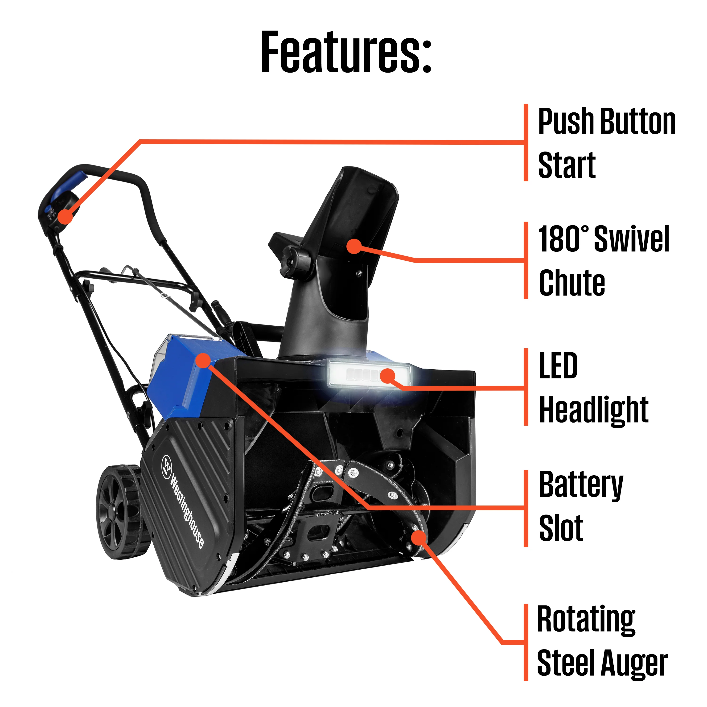 WSnow18T 18" 48V Cordless Snow Blower  (Tool Only) - Image 11
