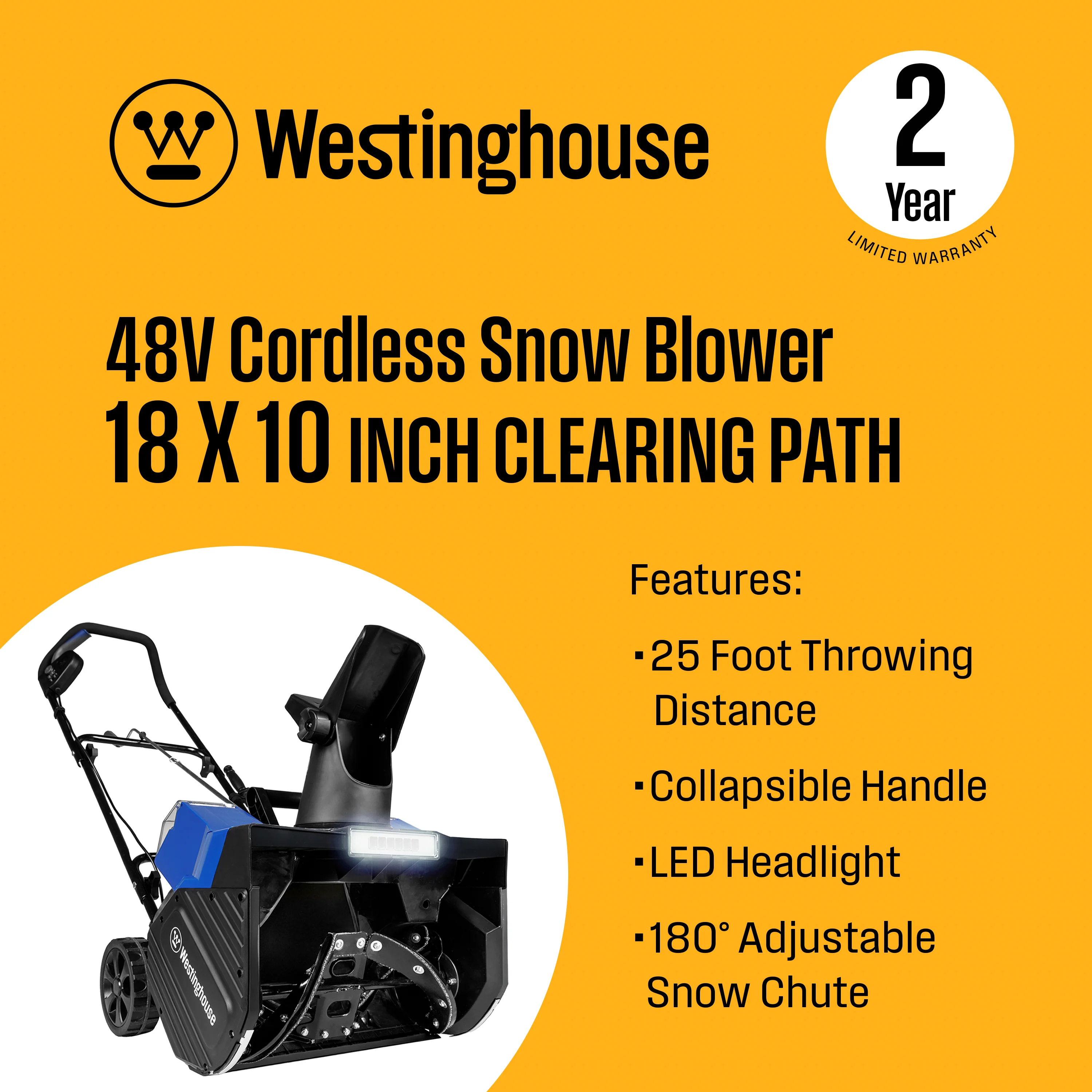 WSnow18T 18" 48V Cordless Snow Blower  (Tool Only) - Image 3