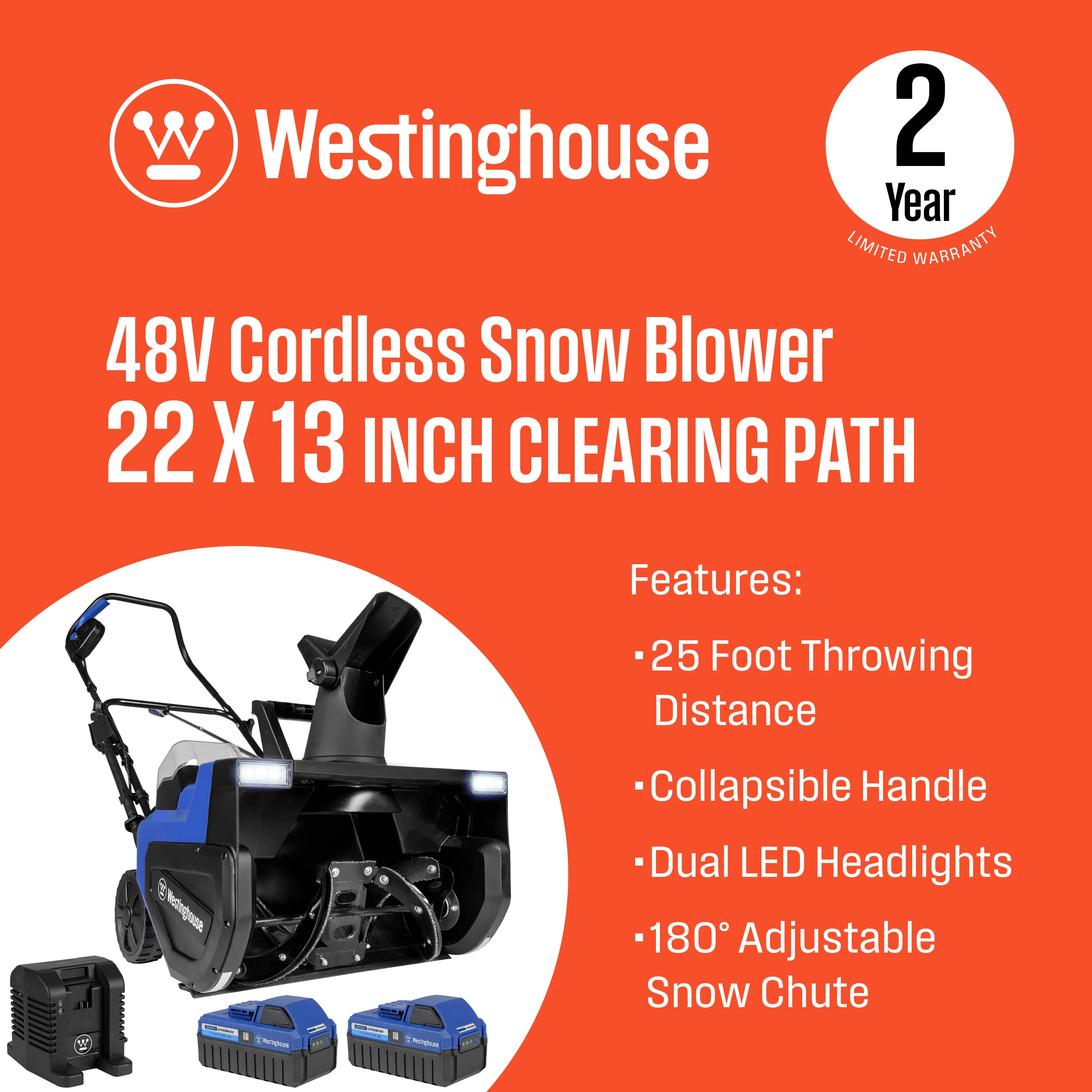 WSnow22 48V 22" Cordless Snow Blower - Image 3